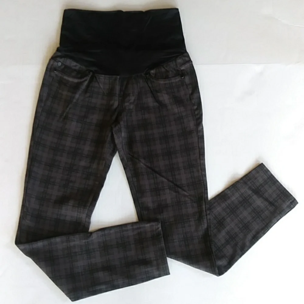 Liverpool Maternity Plaid Stitch Fix Legging 2 / 26 Black Gray - Picture 1 of 15